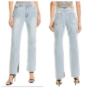 NWT AVEC LES FILLES straight leg highrise side slit light wash jeans size 29 (8)